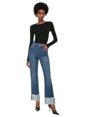 Denim Forum Women’s Blue The Arlo Hi-Rise Cuff Jeans Size 26